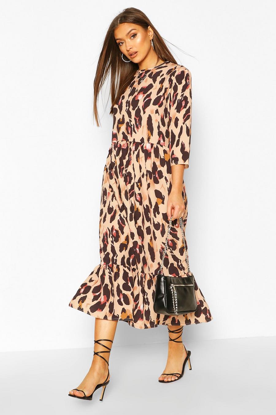 Woven Leopard Drop Hem Midaxi Dress image number 1