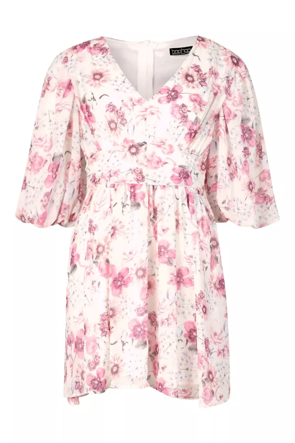 Floral Chiffon Puff Sleeves Elegant Bow String Pretty Lady Dress - China  Blouse and Clothes price