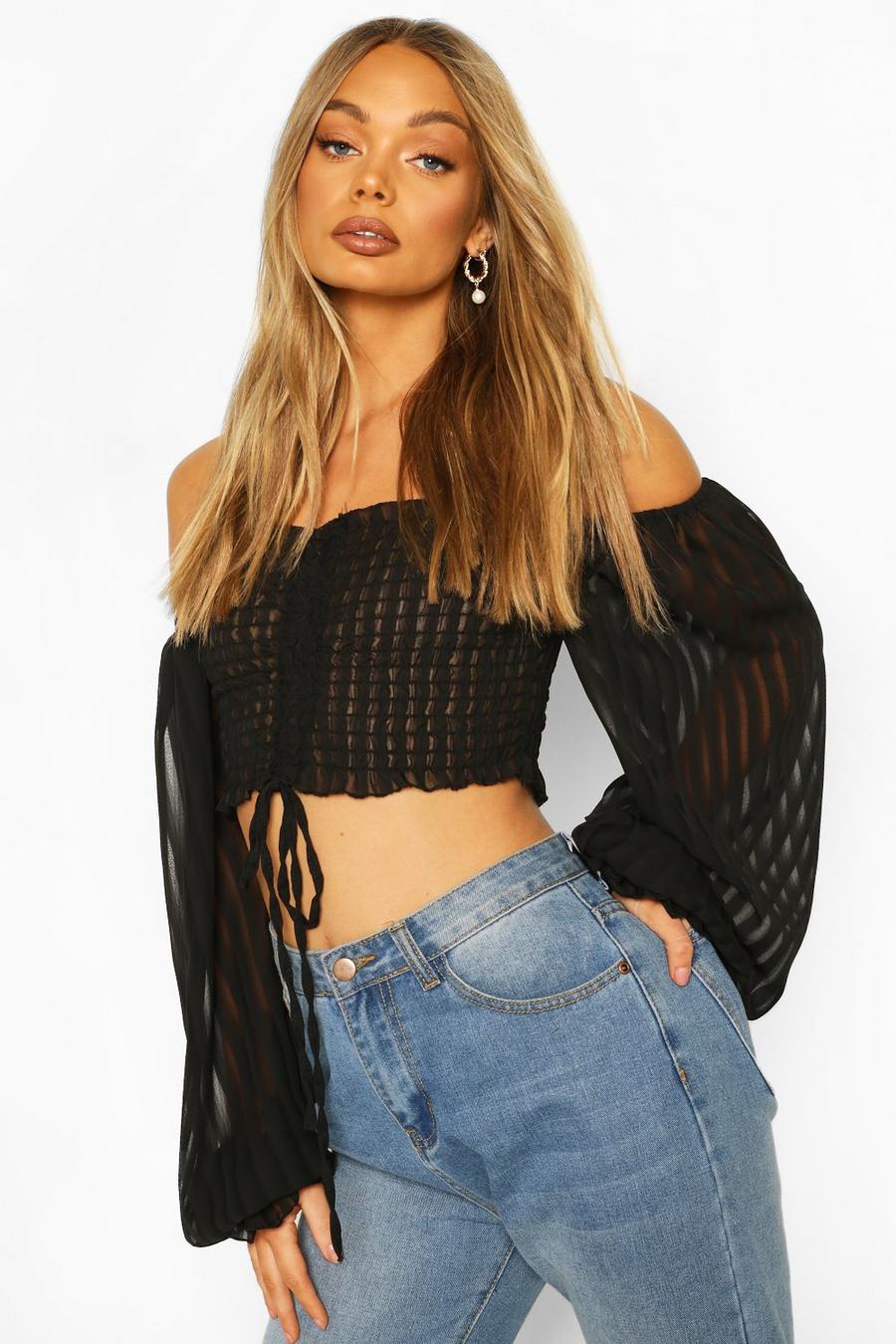 Shirred Ruched Front Crop Top image number 1