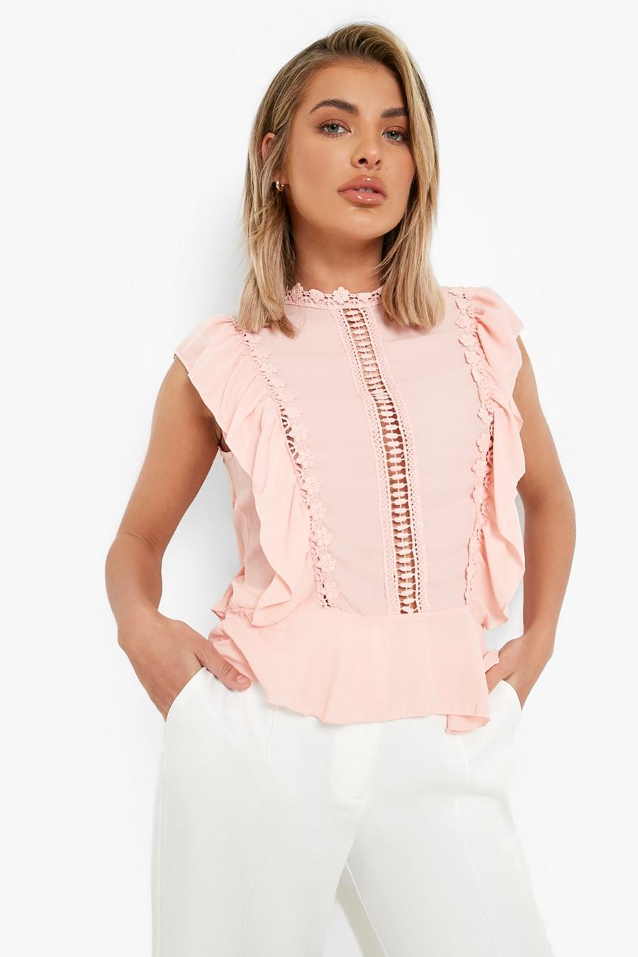 Pale pink Crochet Ruffle Top image number 1