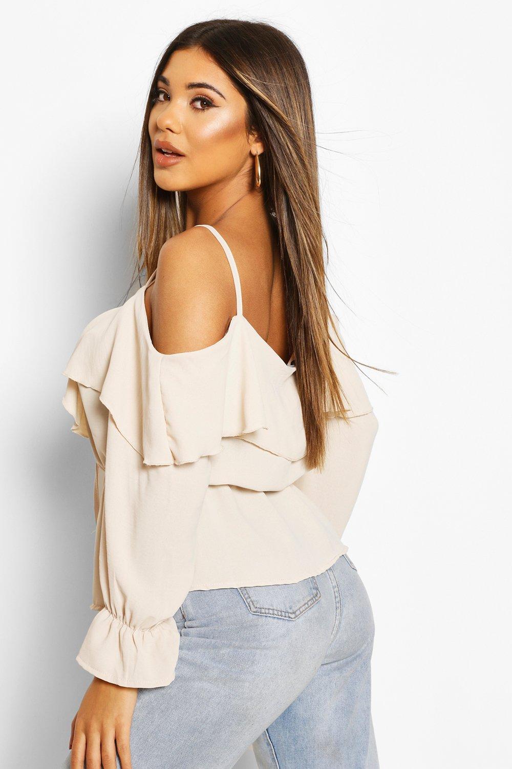 linen cold shoulder top