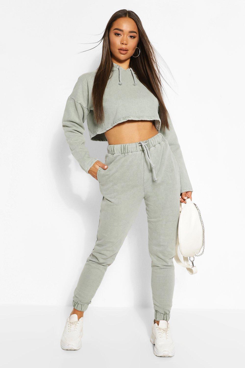 Womens cropped store tracksuit set