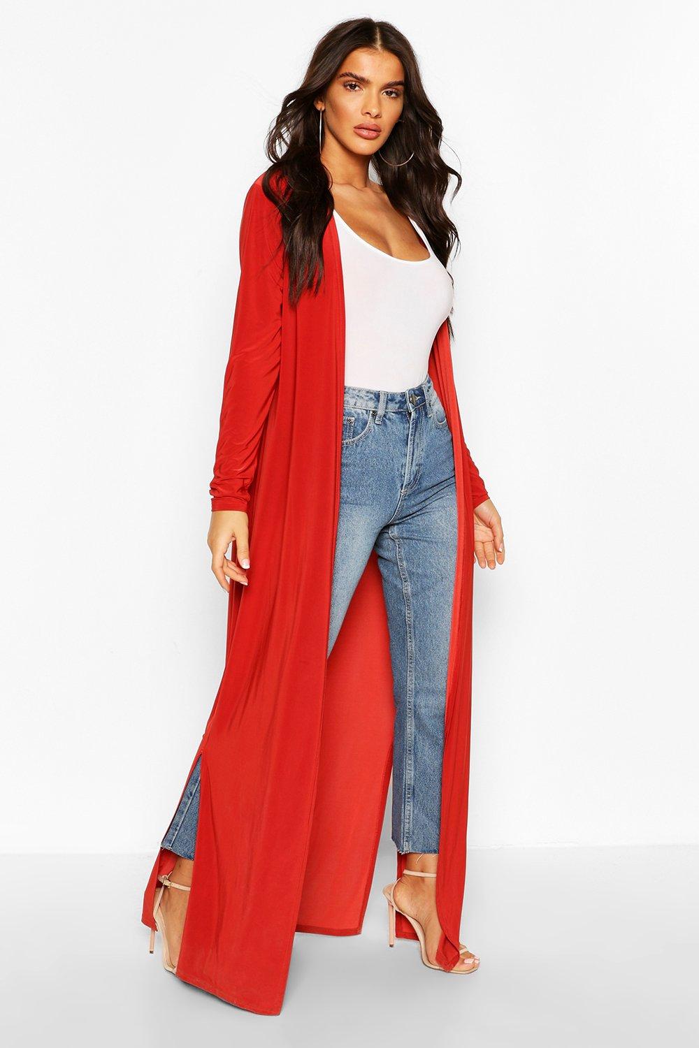 Maxi Slinky Side Split Kimono boohoo NZ