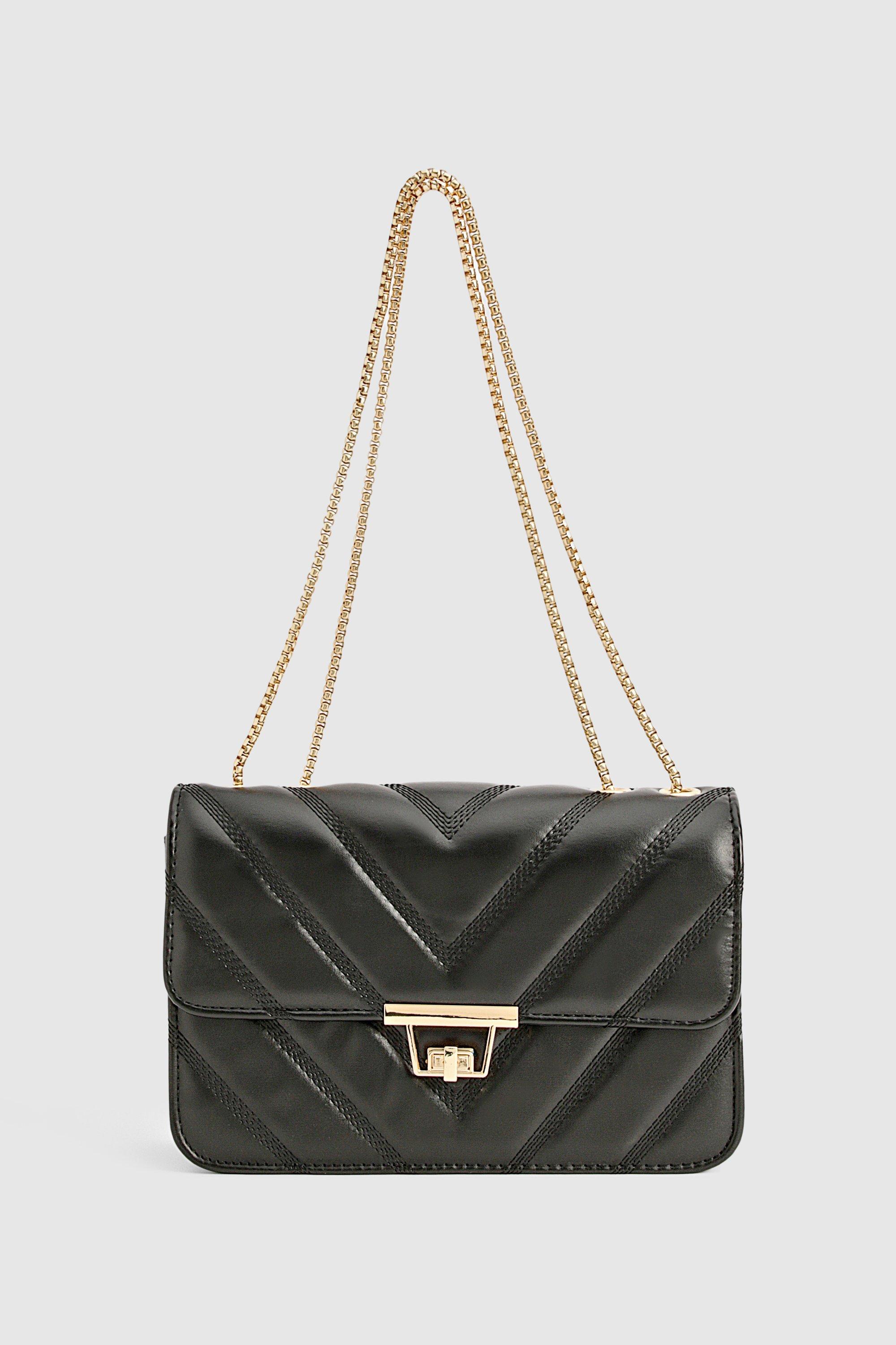 Quilted Faux Leather Crossbody Chain Bag