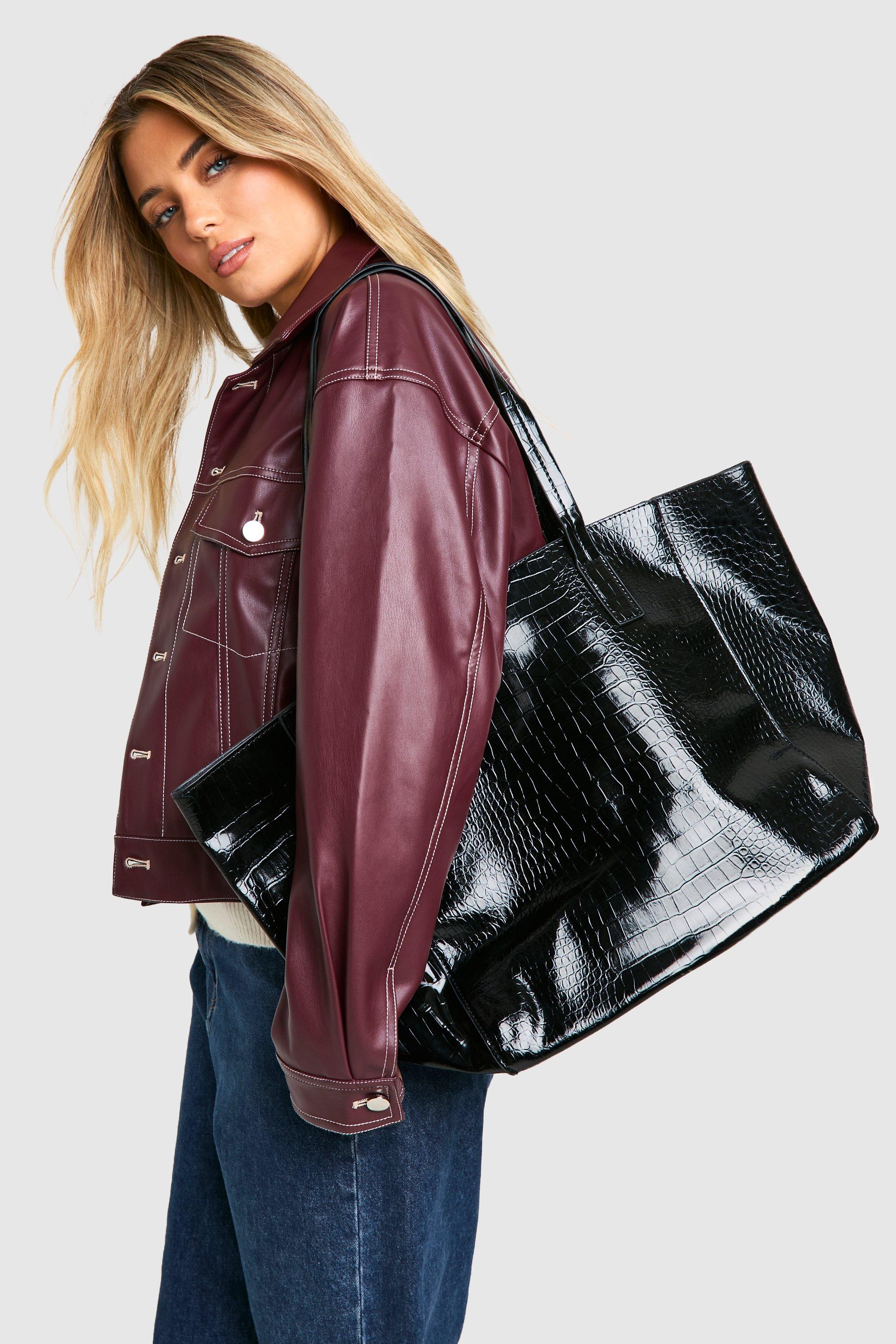 Tote bag oversize effet croco