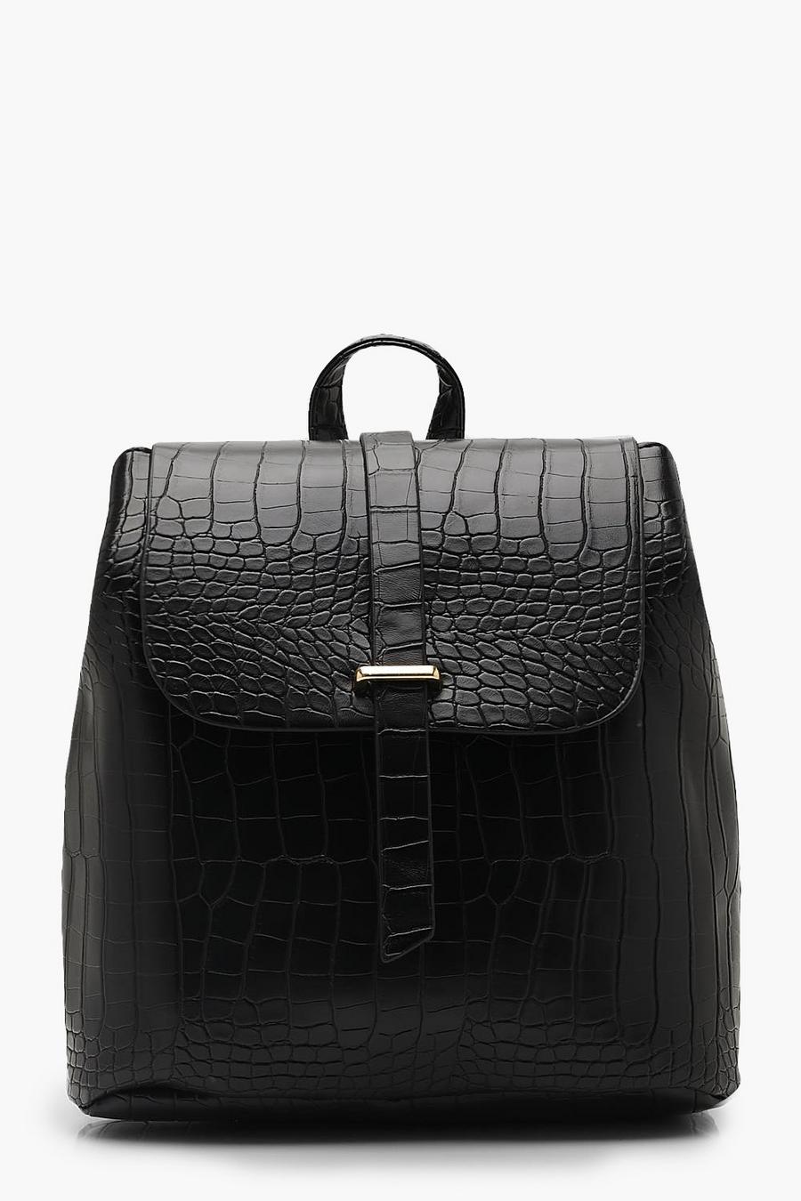 Black Croc Tab Backpack Bag image number 1