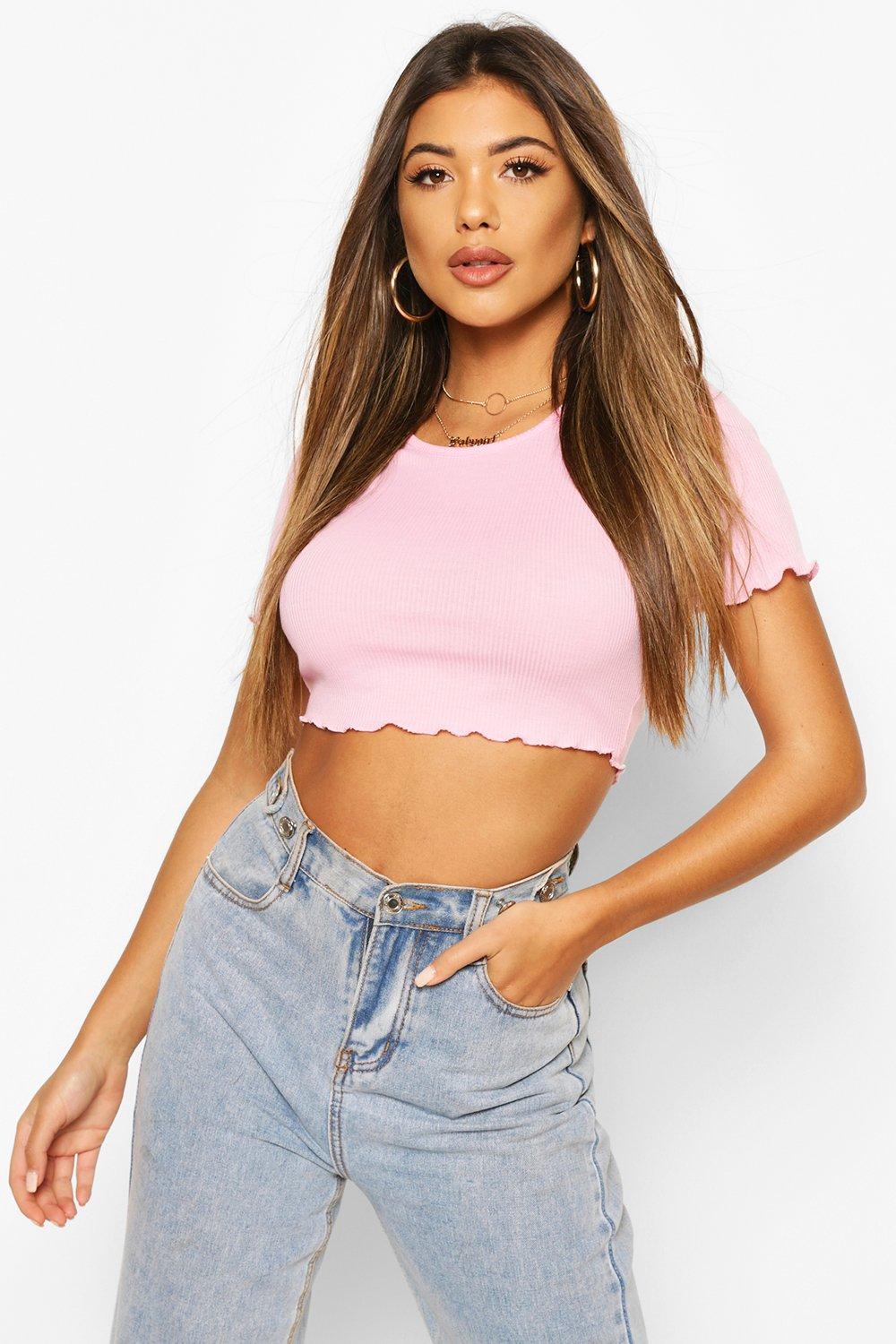 Ruffle hem store crop top