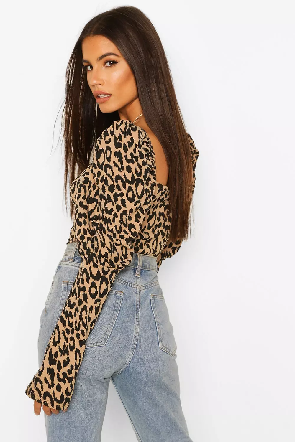 Animal print puff online sleeve top