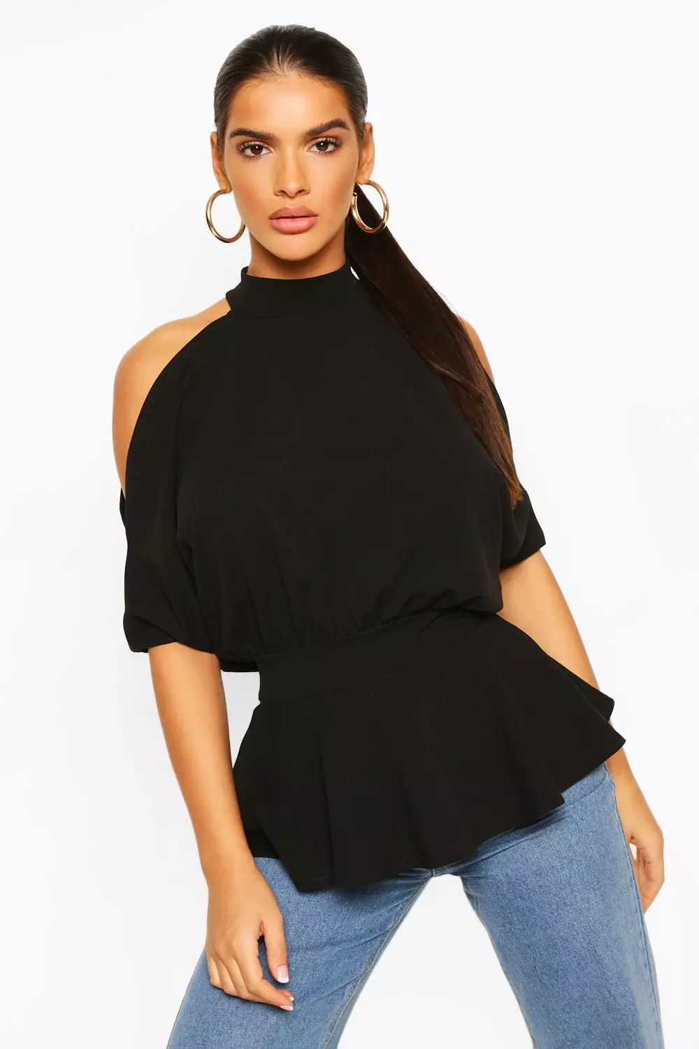 Cold shoulder peplum top new arrivals