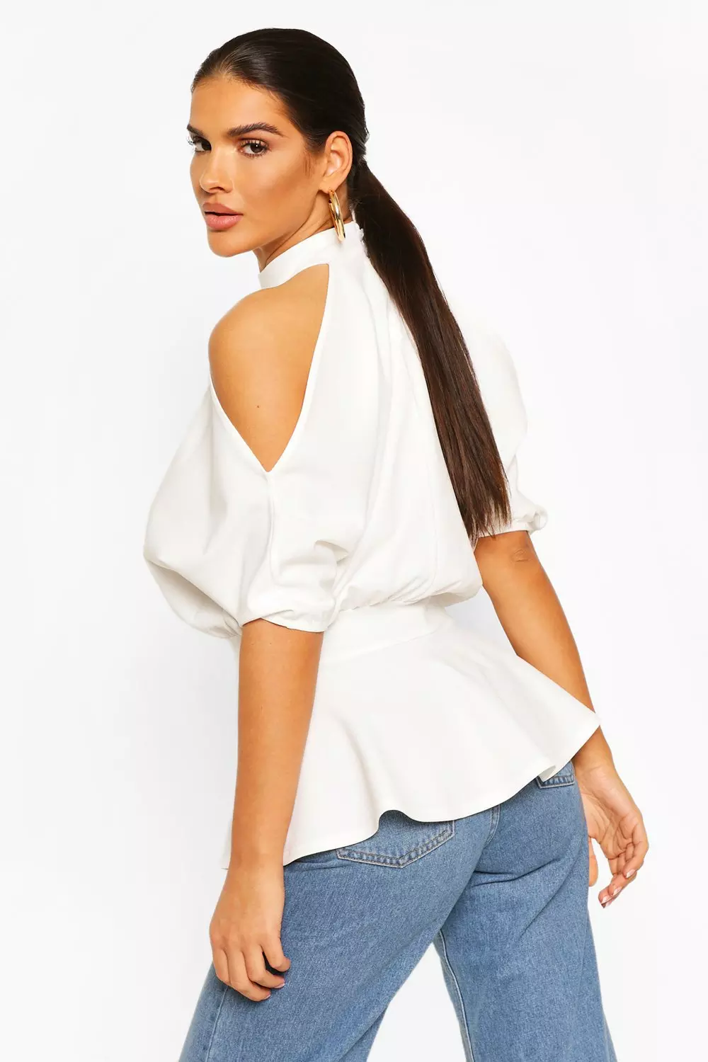 Cold shoulder sales peplum top