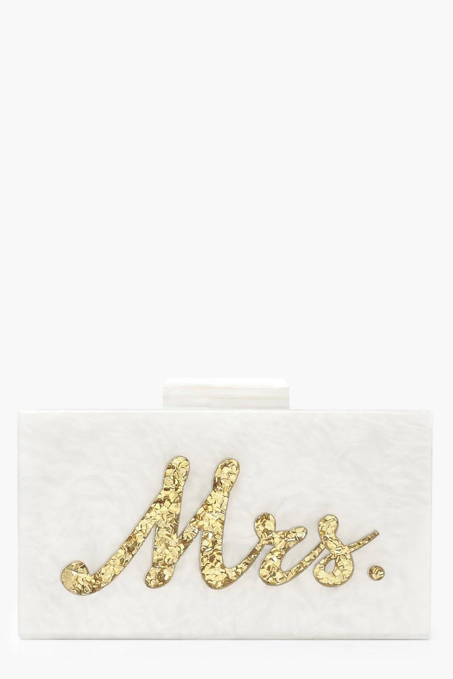 Gold metallic Premium Mrs. Box Clutch Bag & Chain