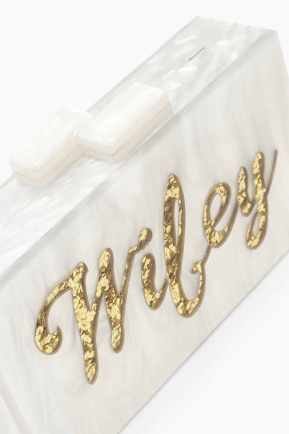 Boohoo Wifey Raffia Clutch