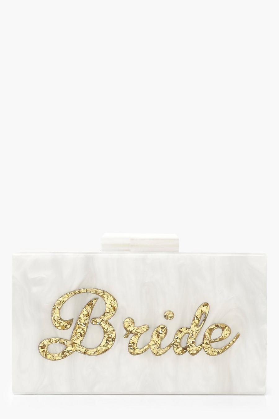 Gold Premium Bride Box Clutch Bag & Chain image number 1