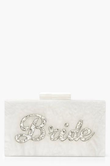 Premium Bride Box Clutch Bag & Chain silver