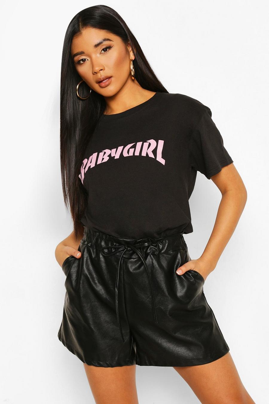 Black "Baby Girl" T-shirt med slogan image number 1