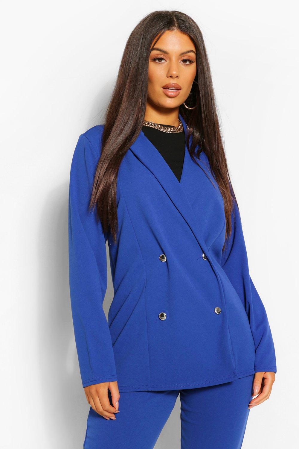 Women's Jersey Double Breasted Blazer And Trouser Suit Set