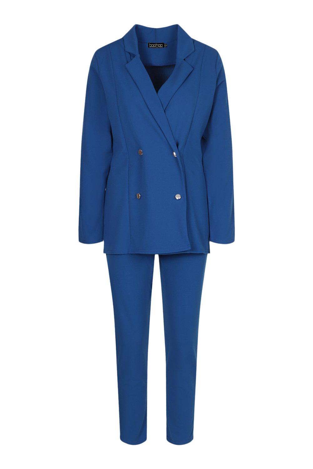 Women's Jersey Double Breasted Blazer And Trouser Suit Set