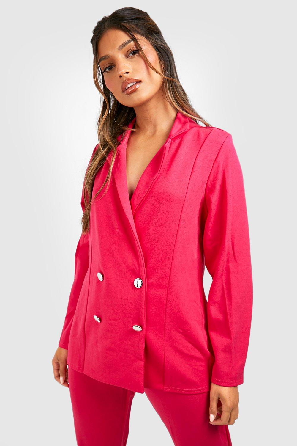 Jersey Knit Double Breasted Blazer And Pants Suit Set