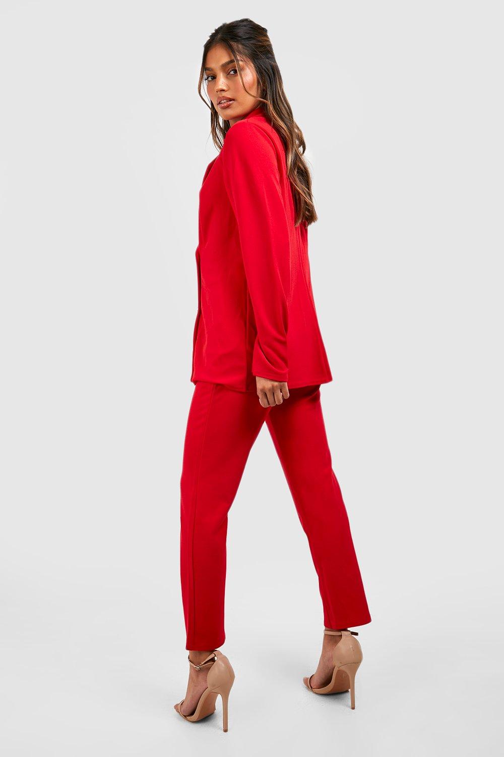 red pants suit for ladies