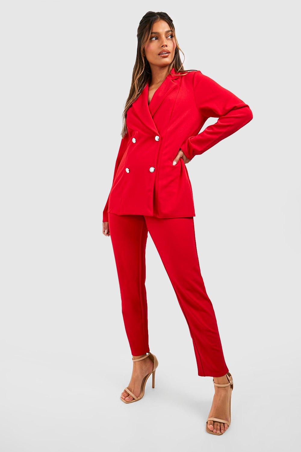 Women's Jersey Double Breasted Blazer And Trouser Suit Set