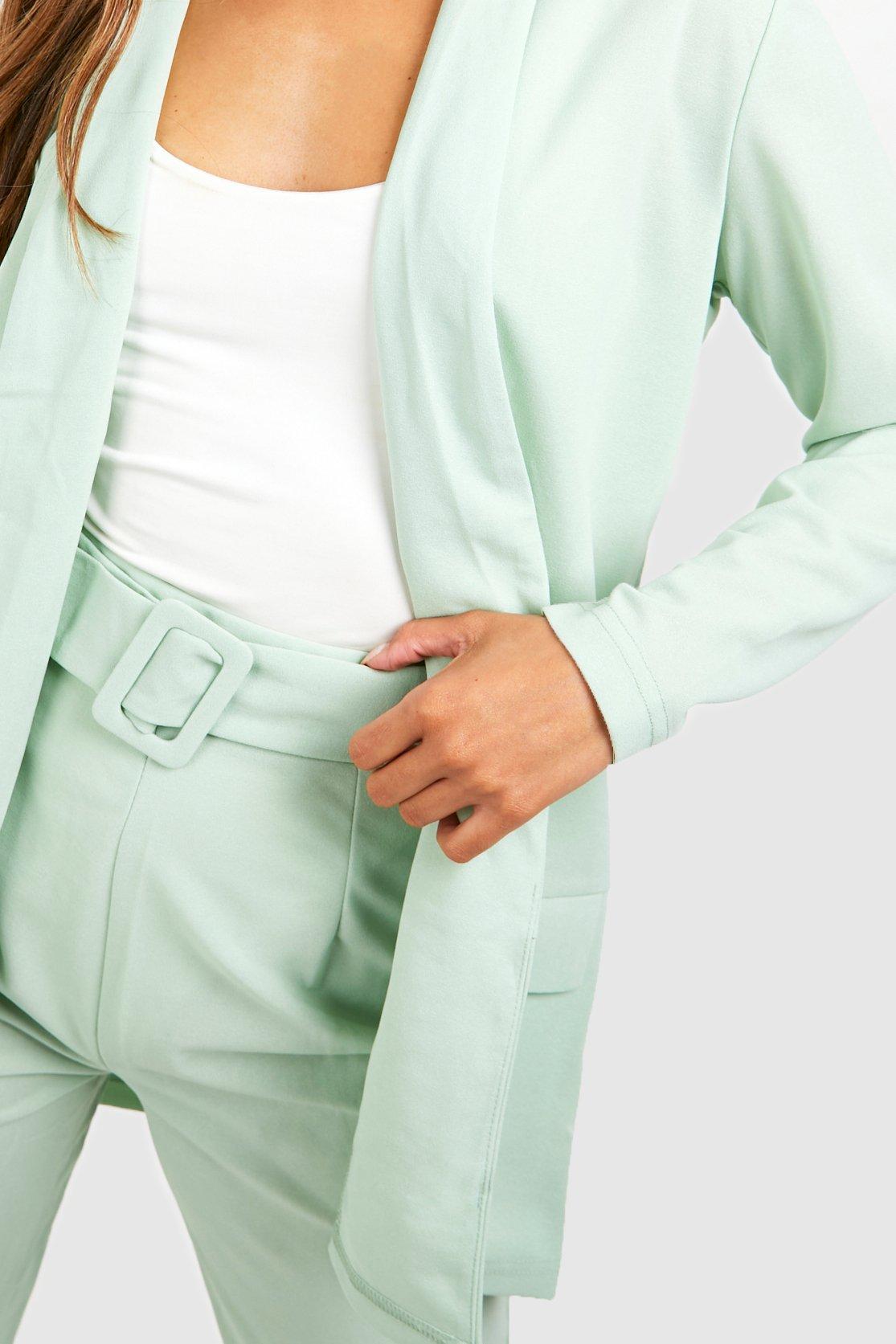 Tailored Jersey Knit Blazer &amp; Self Fabric Belt Pants Suit | boohoo USA