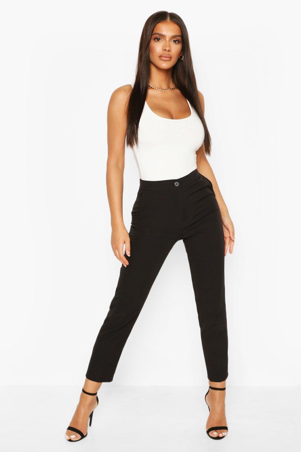 black tight fitted trousers