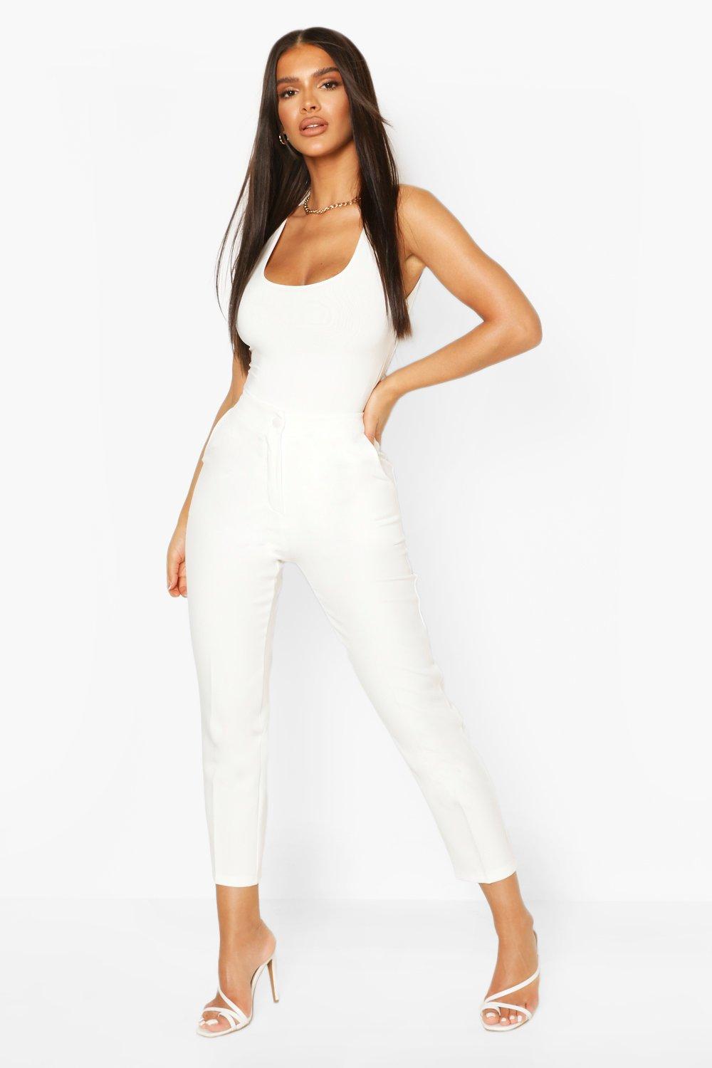 white tailored trousers ladies