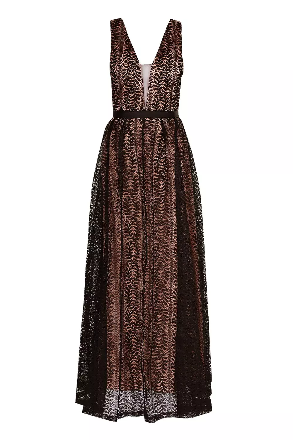 Boutique All Lace Plunge Neck Maxi Dress