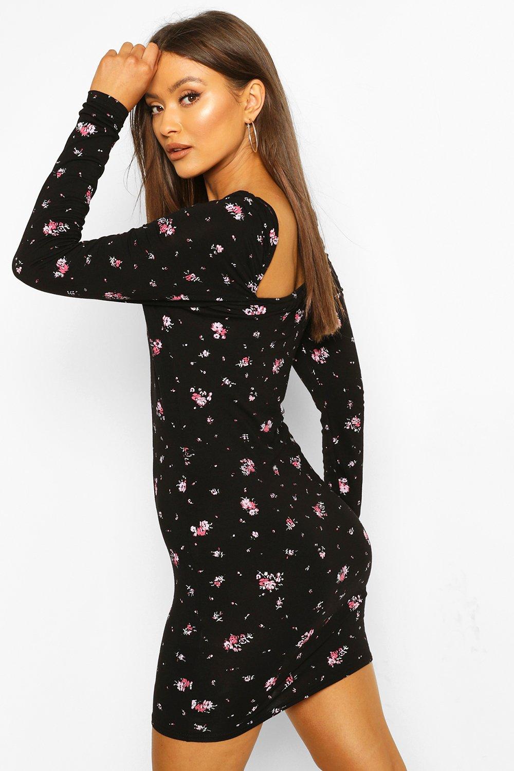 Missguided milkmaid dress with lace up detail in outlet floral print