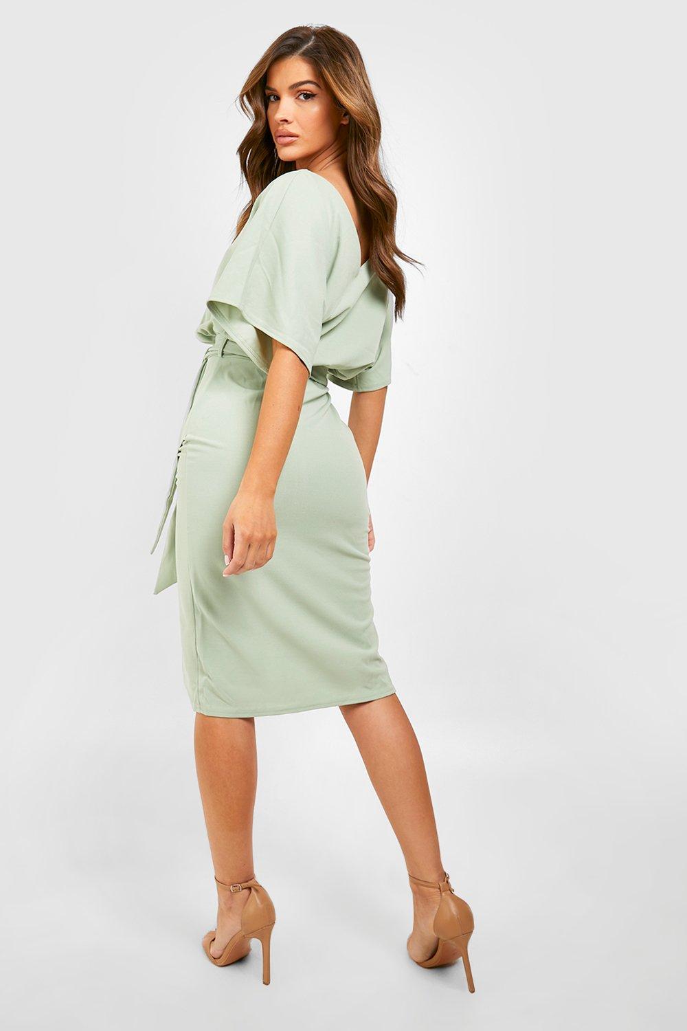 Kimono Tie Belt Midi Dress