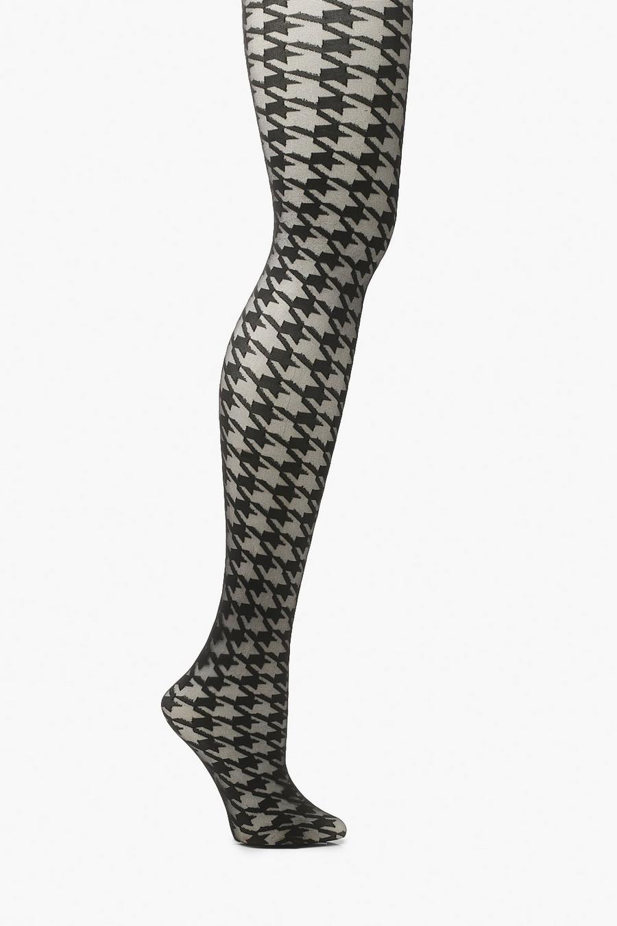 Black Dog Tooth Print Tights image number 1