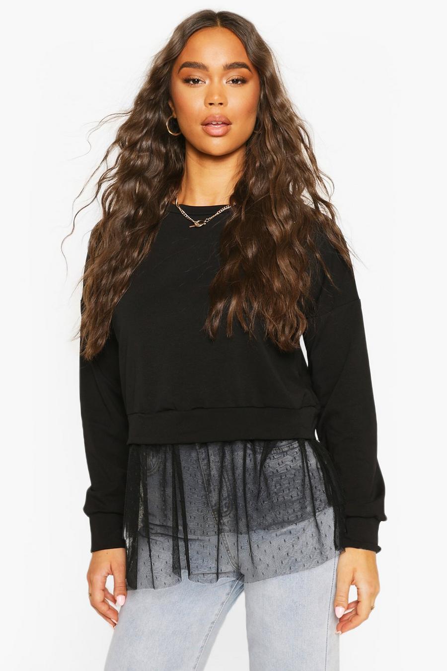 Dobby Mesh Frill 2-In-1 Sweat Top image number 1