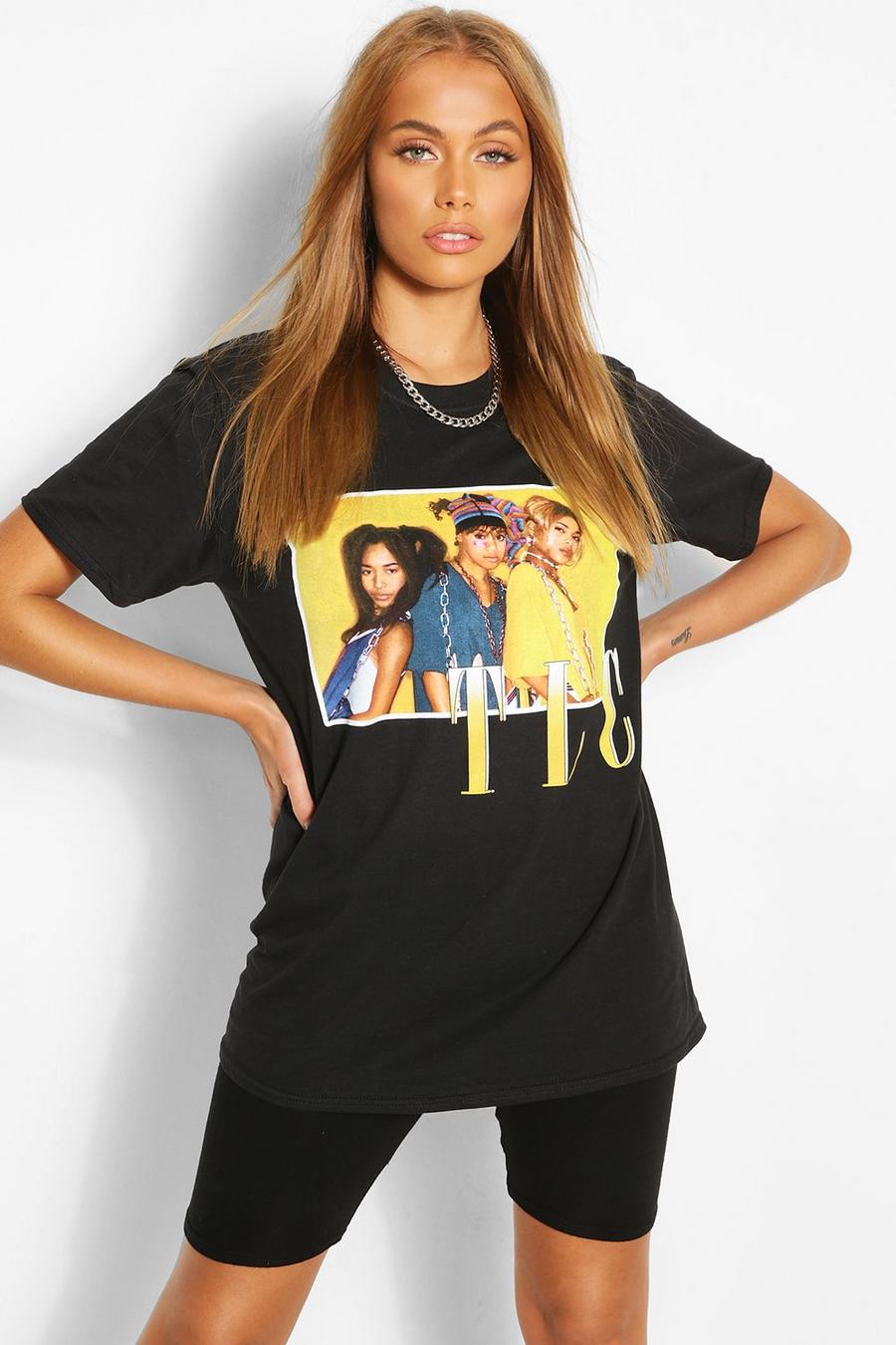 Black TLC Photo Print License Oversized T-Shirt image number 1
