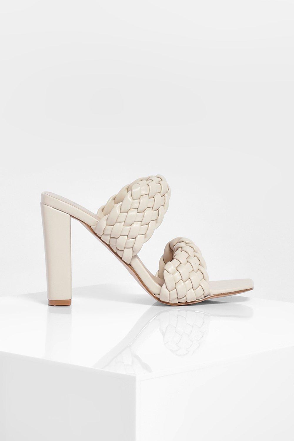 Woven mules hot sale heel