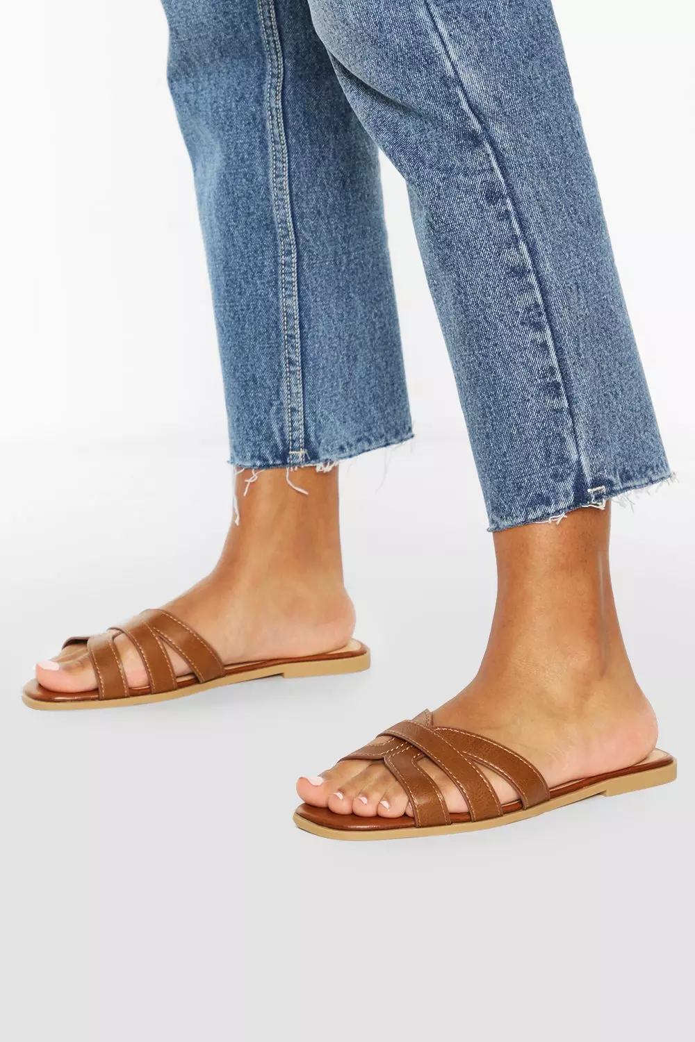 Wide fit best sale tan sliders