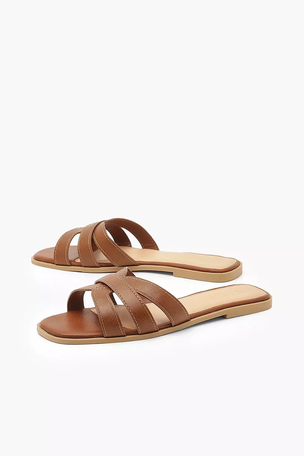 Wide fit tan online sliders