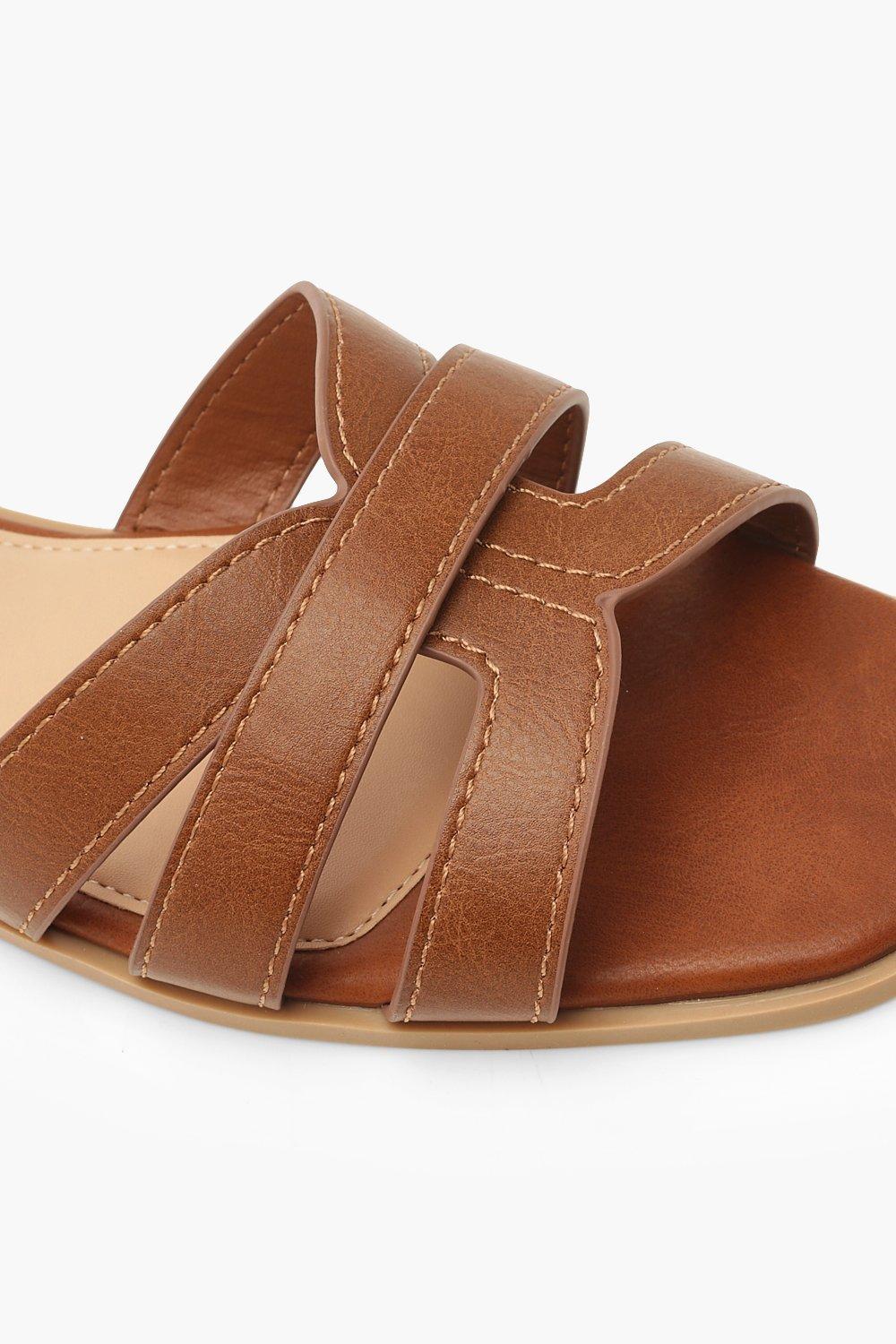 Tan leather sliders discount uk