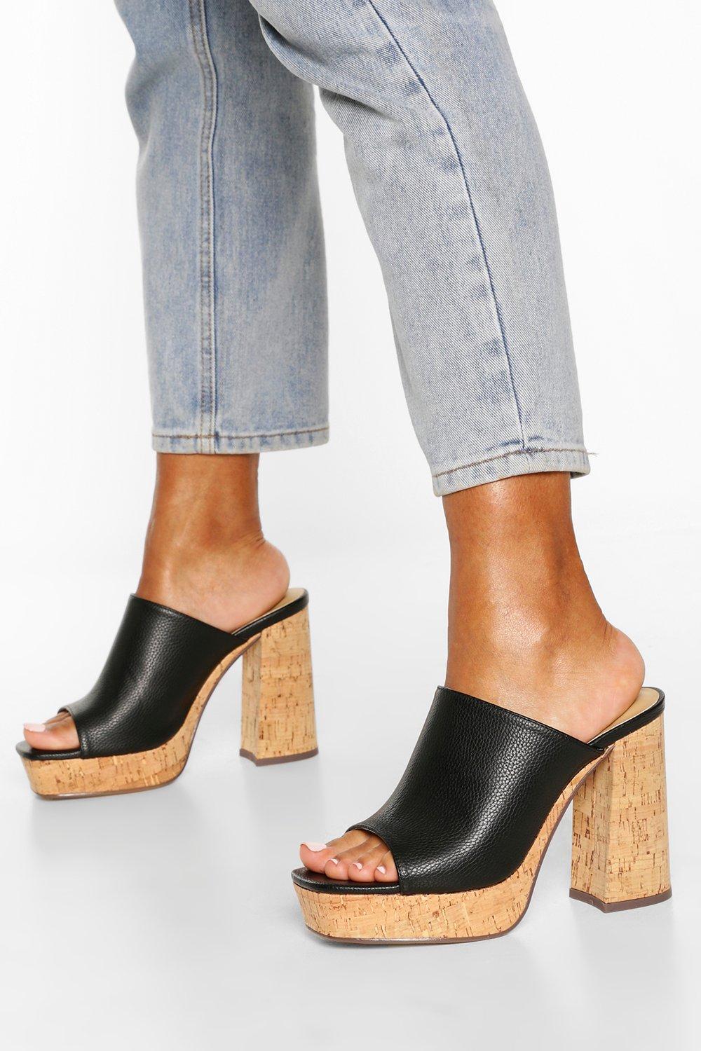 Chunky Platfrom Block Heel Mules 