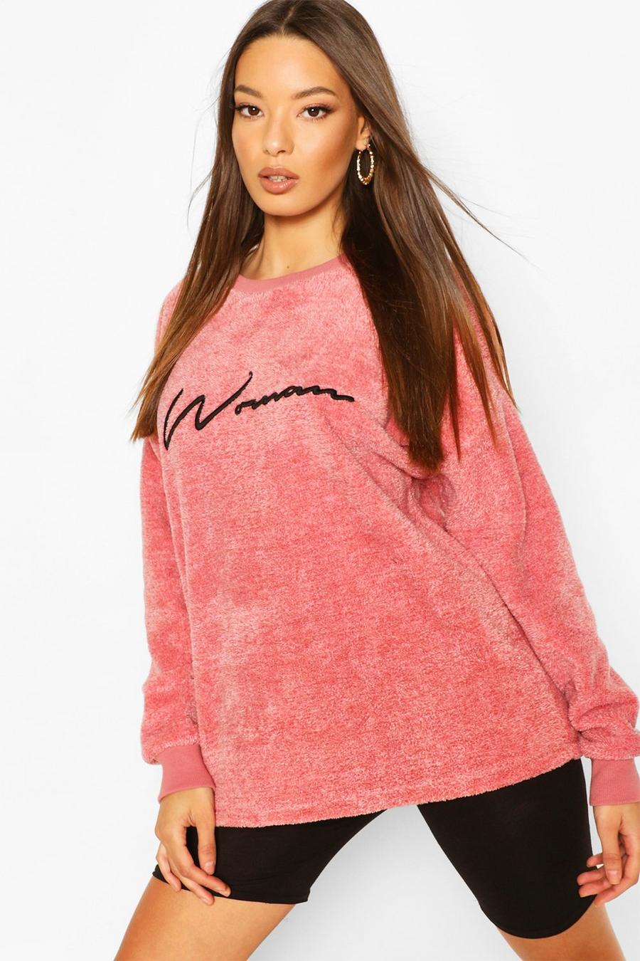 Woman Oversize sweatshirt i fleece med brodyr image number 1