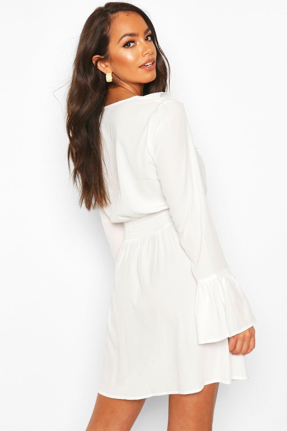 Lace Up Detail Skater Dress | boohoo
