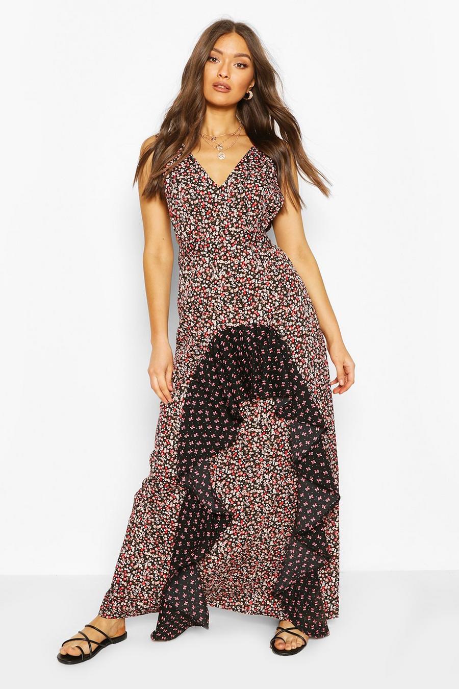 Woven Plunge Mixed Print Maxi Dress image number 1