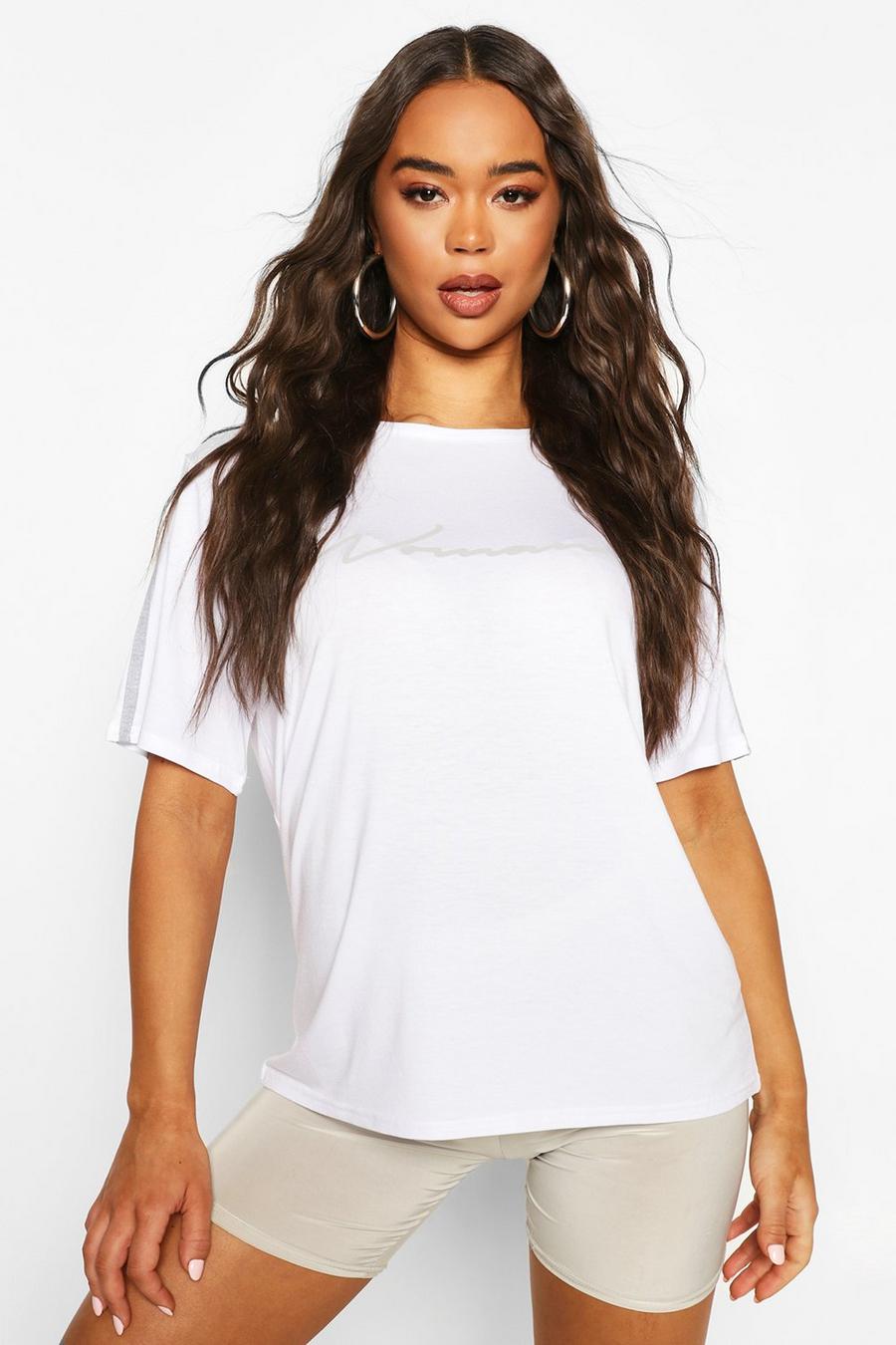 Woman T-Shirt mit Seitenstreifen, White image number 1