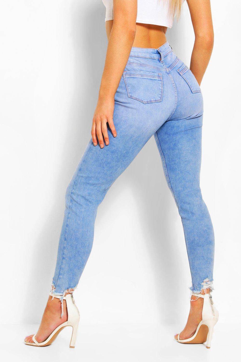 Geurloos Darts Betsy Trotwood Stretch Skinny Jeans Met Hoge Taille En Gerafelde Zoom | boohoo
