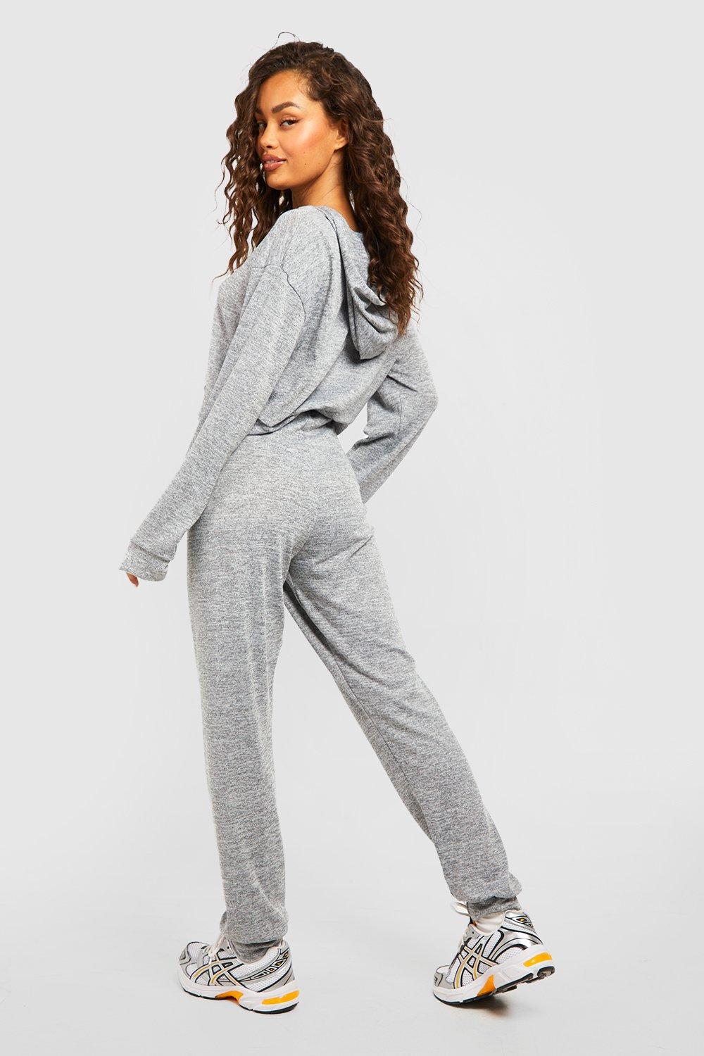 Fine-knit Joggers - Gray melange - Ladies