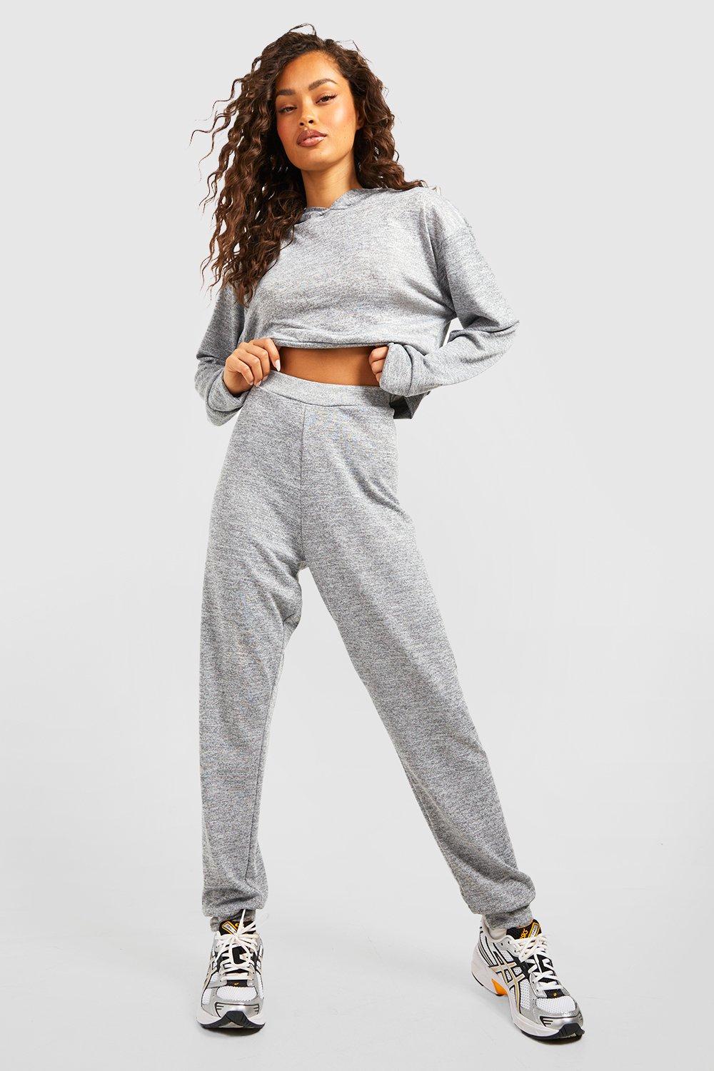 Fine-knit Joggers - Gray melange - Ladies