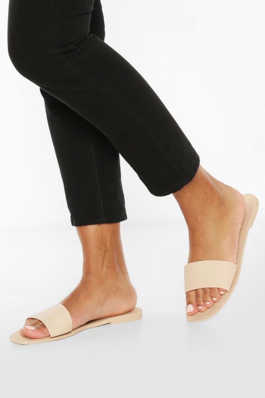 Nude Jelly Square Toe Slides image number 1