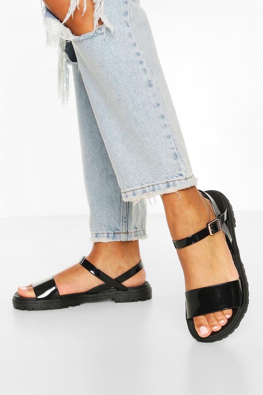 Black Cleated 2 Part Sandals image number 1