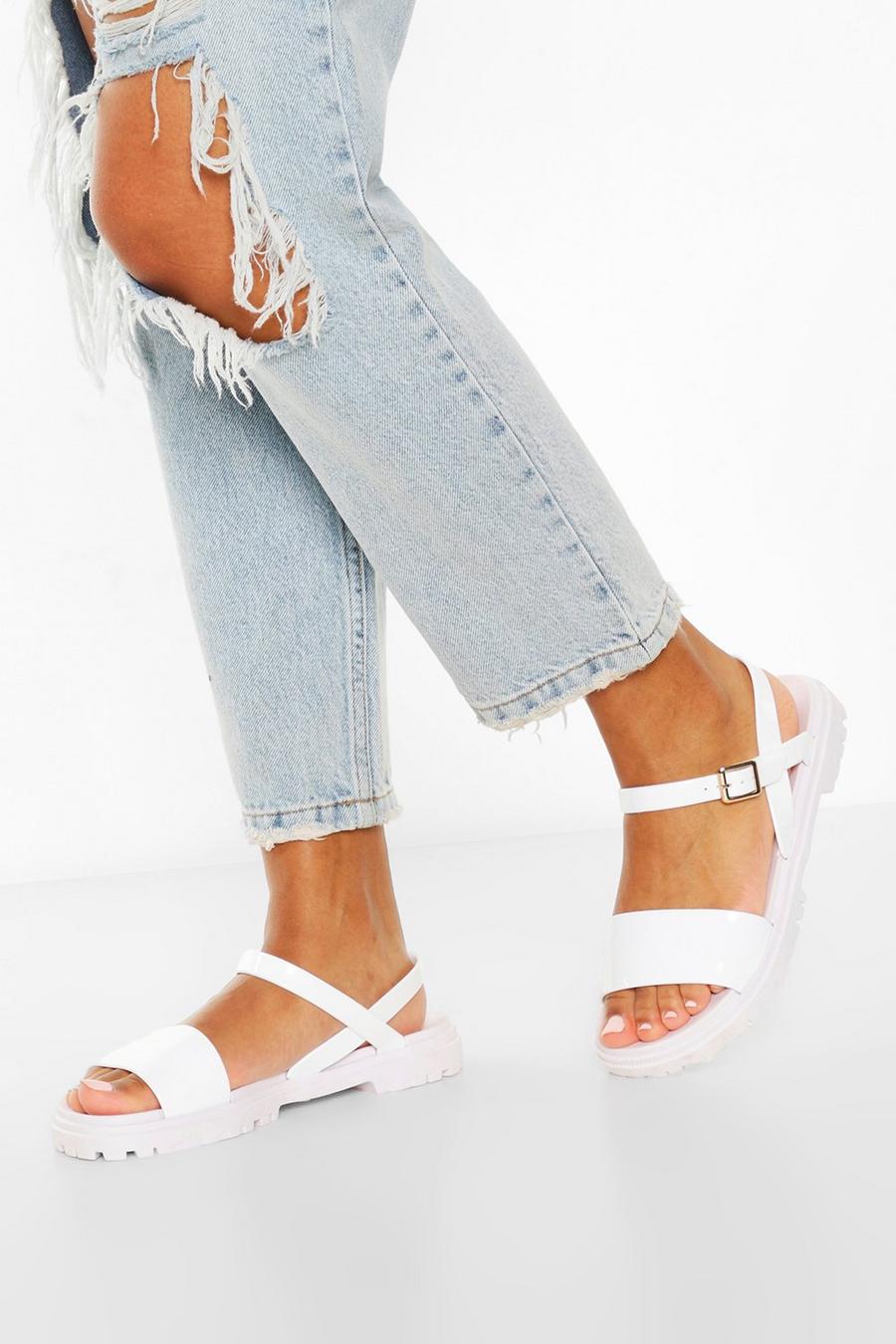 White Cleated 2 Part Sandals image number 1