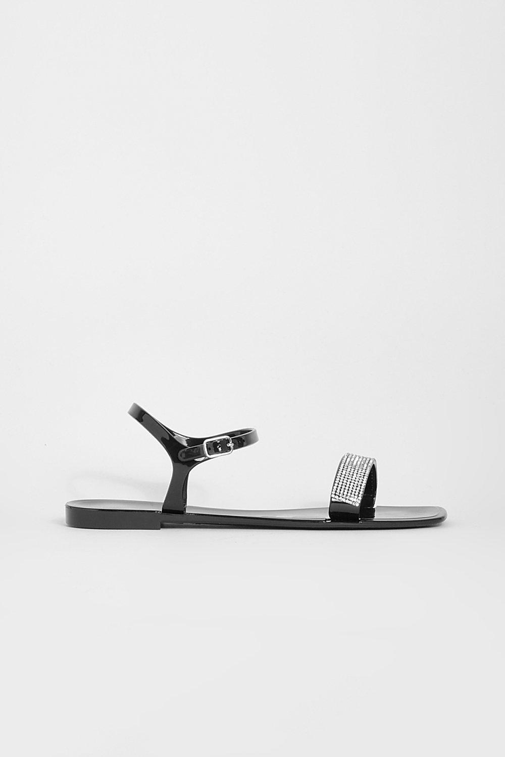 black diamante jelly sandals