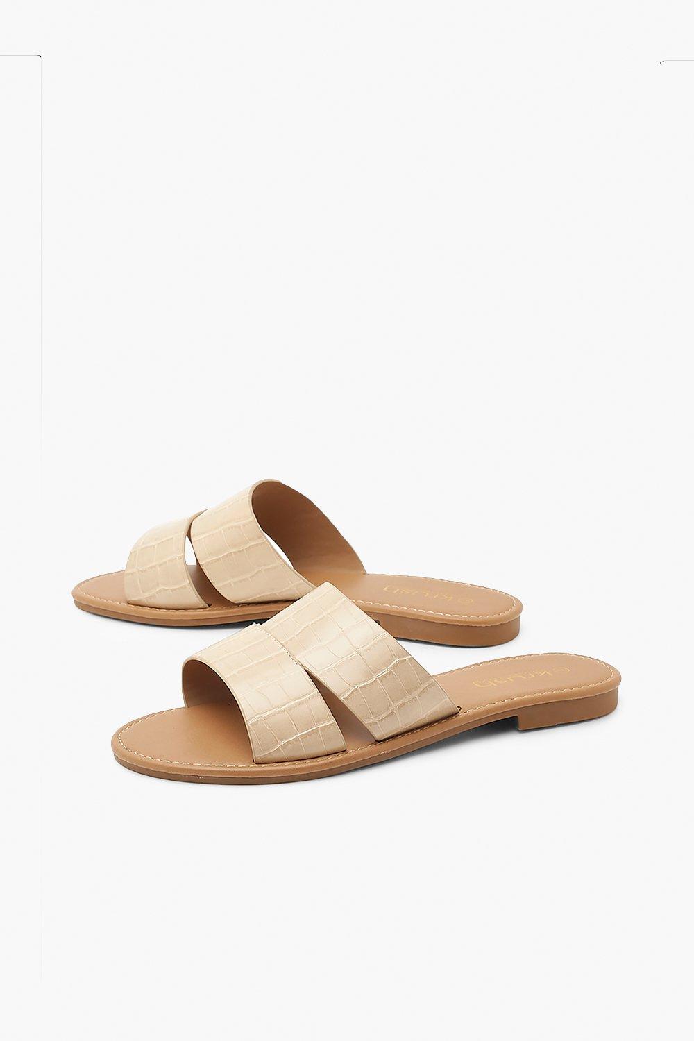 Croc Peep Toe Sliders